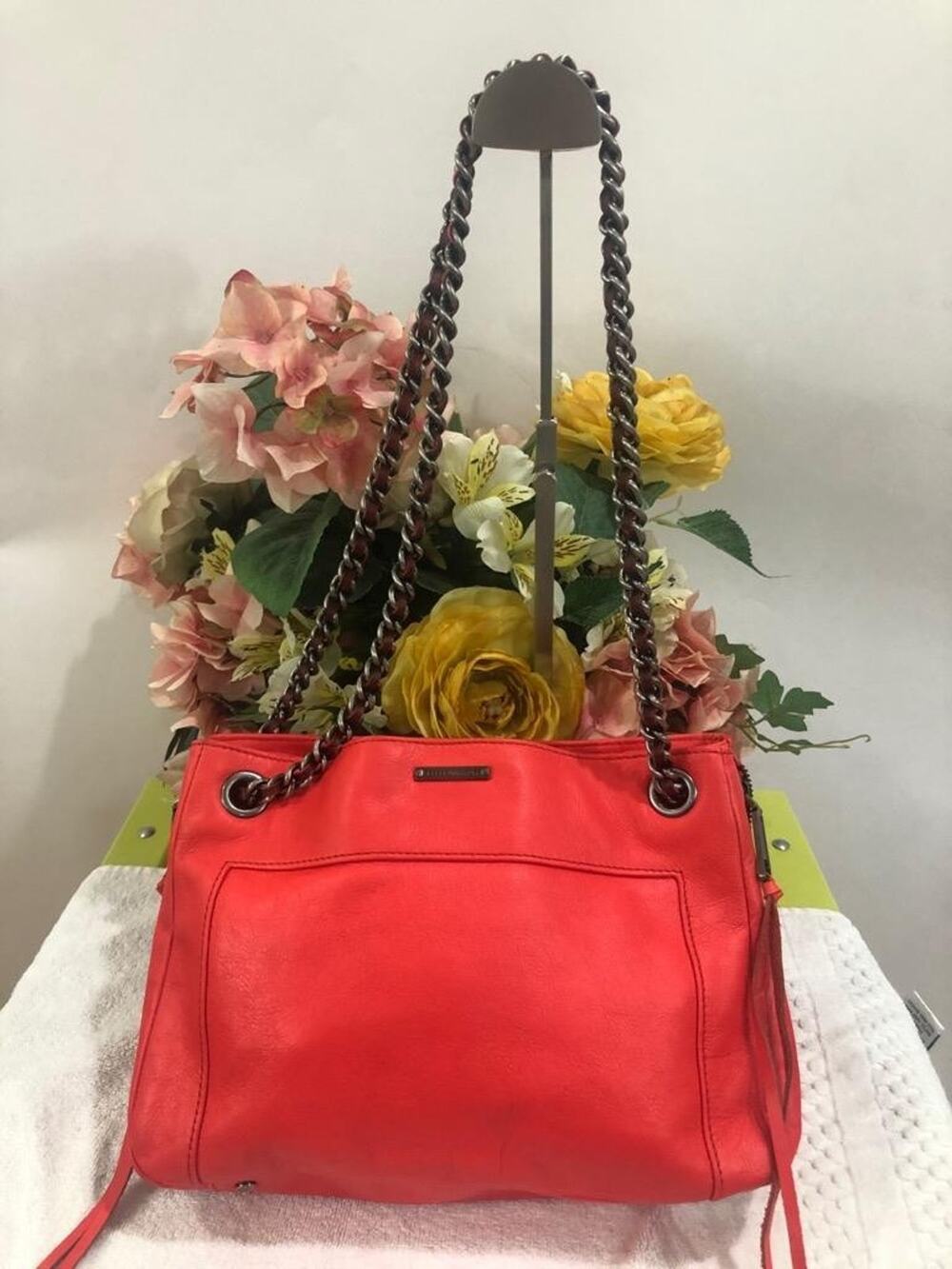 Rebecca Minkoff Swing Chain Orange Persimmon Leather Shoulder Bag (p3000